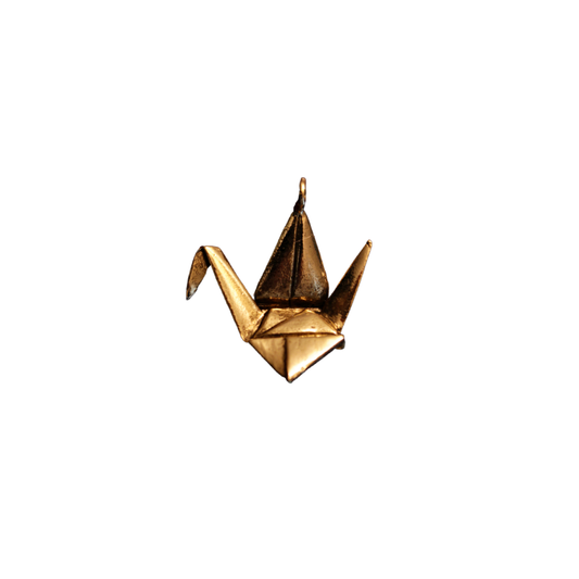 Gold Origami Crane Bead (Pediatric Cancer Awareness)