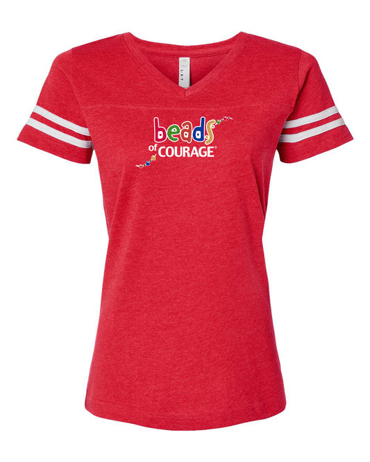 Adult Red V-Neck Sports Shirt - Womens