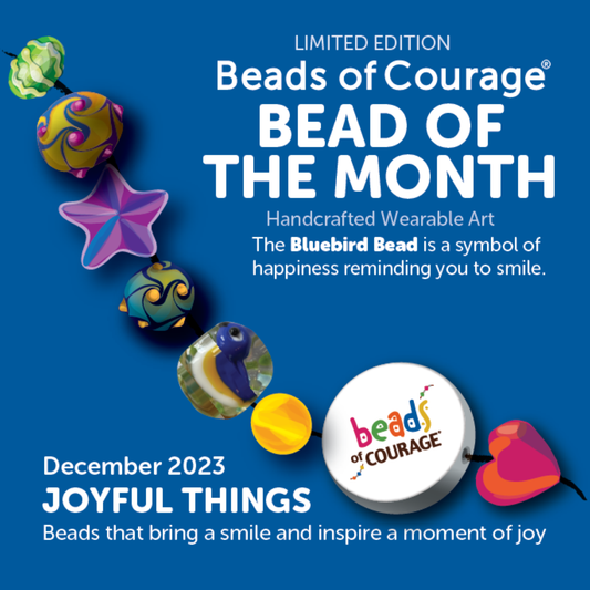 Beads of Courage, December 2023 Bead of the Month - The Bluebird Bead is a symbol of happiness reminding you to smile.