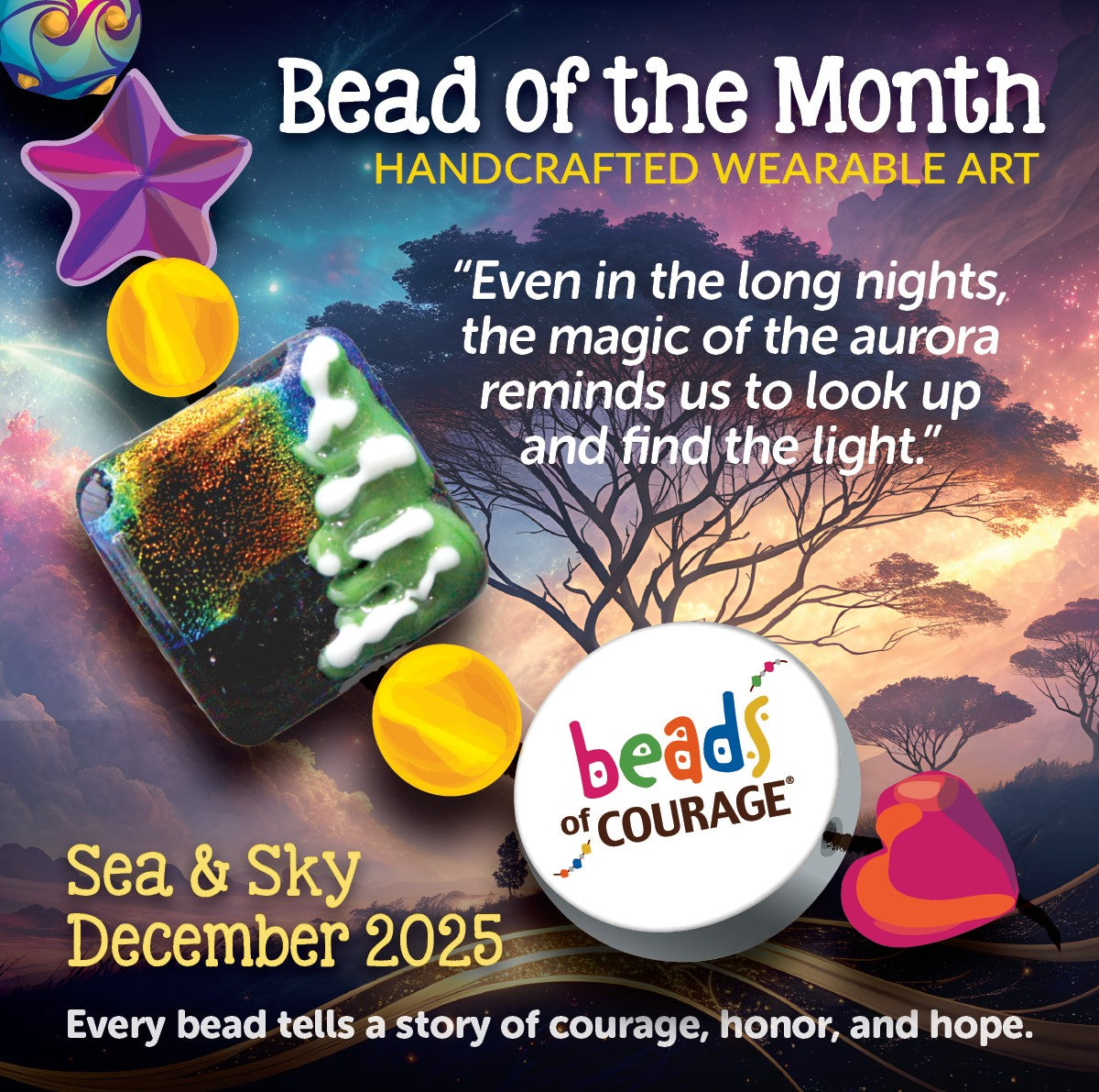 December 2025 Bead of the Month - Northern Lights Bead