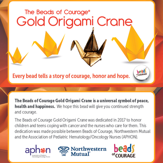 Beads of Courage, Beads of Courage Gold Origami Crane Bead (Pediatric Cancer Awareness)