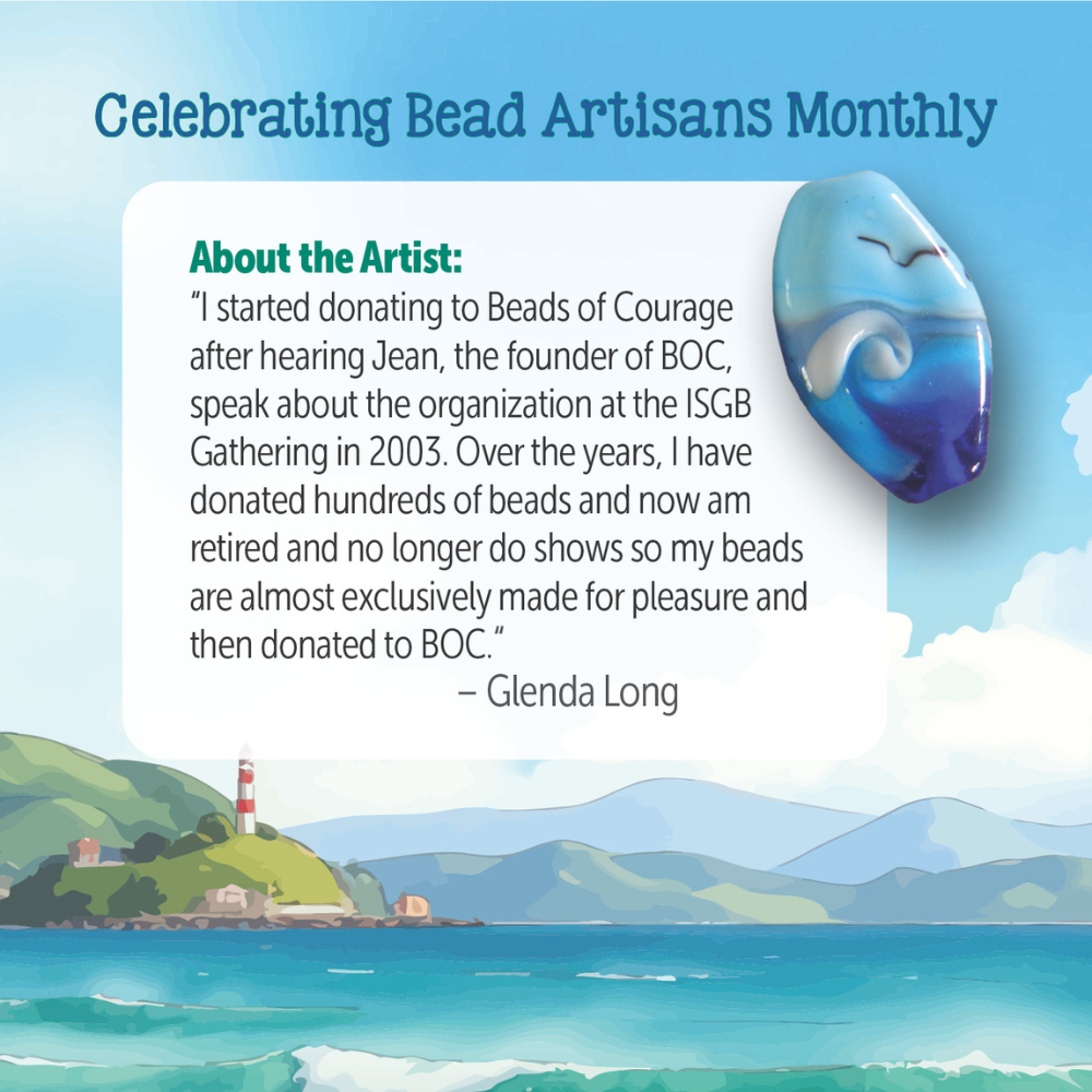 May 2025 Bead of the Month - "Feeling strong like ocean waters, calm like the sky, and peaceful like the movement of the waves."