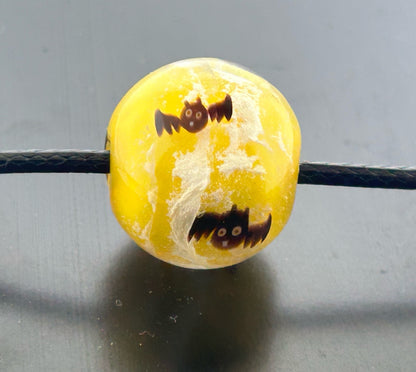 October 2025 Bead of the Month - Glow in the Dark Moon & Bats - "Wishing you happiness, good fortune, and longevity!"