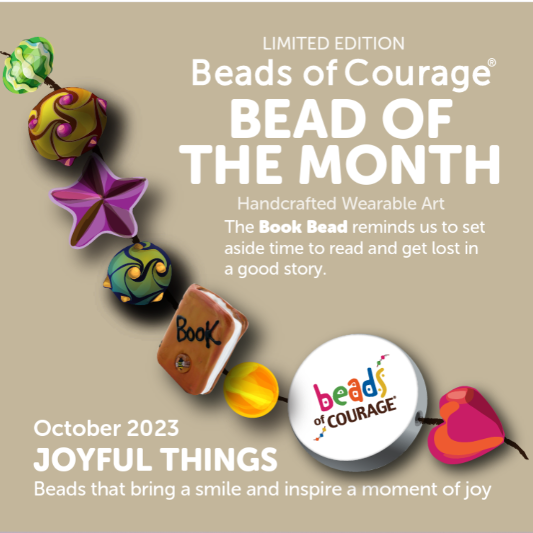 Beads of Courage, October 2023 Bead of the Month - The Book Bead reminds us to set aside time to read and get lost in a good story.