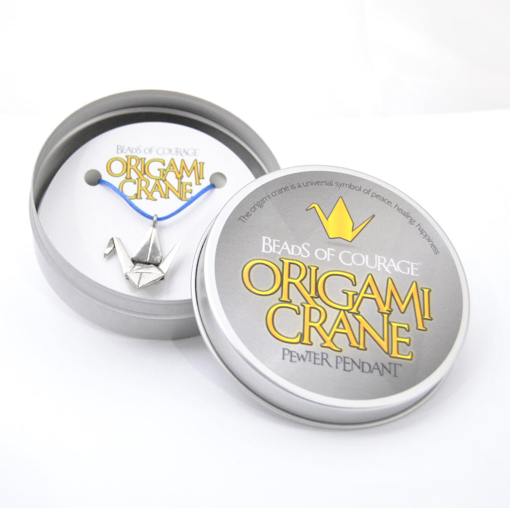 Beads of Courage, Origami Crane - Pewter