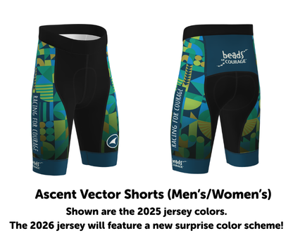 Team Beads of Courage 2026 Ascent Vector Shorts (Long Inseam, Men's/Women's)