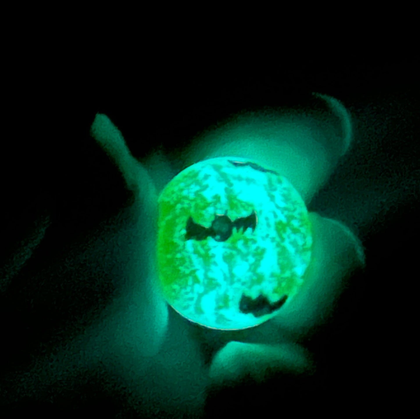 October 2025 Bead of the Month - Glow in the Dark Moon & Bats - "Wishing you happiness, good fortune, and longevity!"