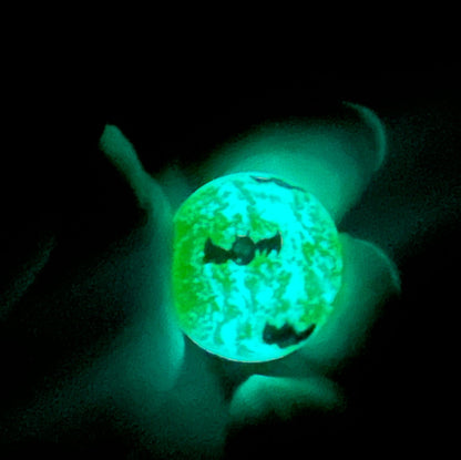 October 2025 Bead of the Month - Glow in the Dark Moon & Bats - "Wishing you happiness, good fortune, and longevity!"